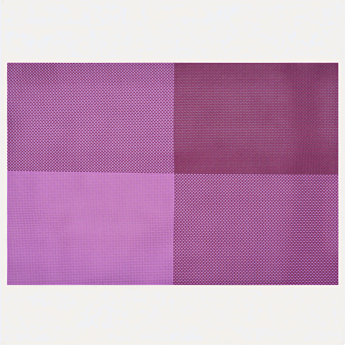 Pink and purple PVC placemats from 22255, heat-resistant, washable vinyl table protectors for indoor and outdoor kitchen decor.