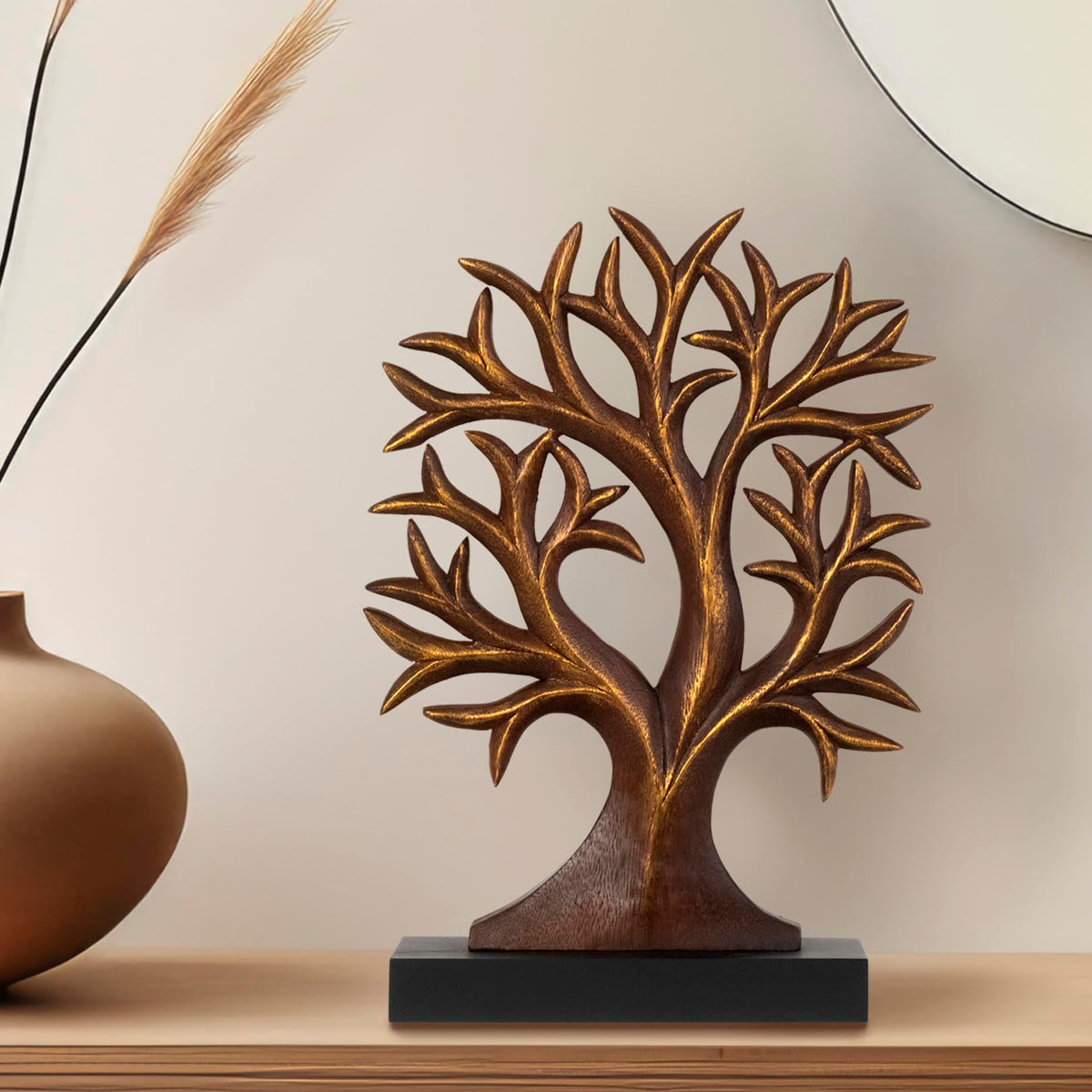 Brumit Tree of Life Wooden Sculpture – Large Hand-Carved Decor | Decozen Luxe - Decozen