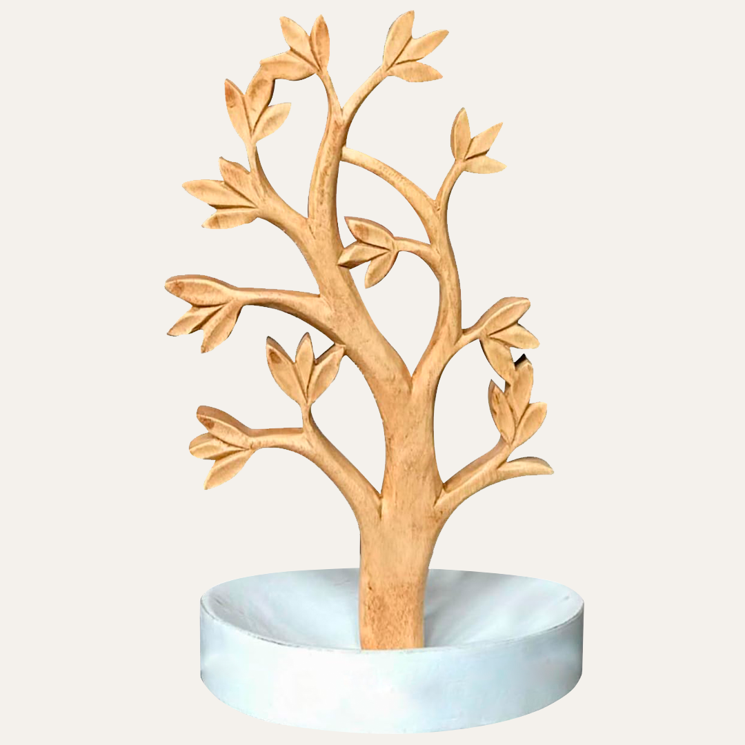 Timber Grace – Solid Wood Jewelry Tree, Handmade Decorative Organizer Stand - Decozen