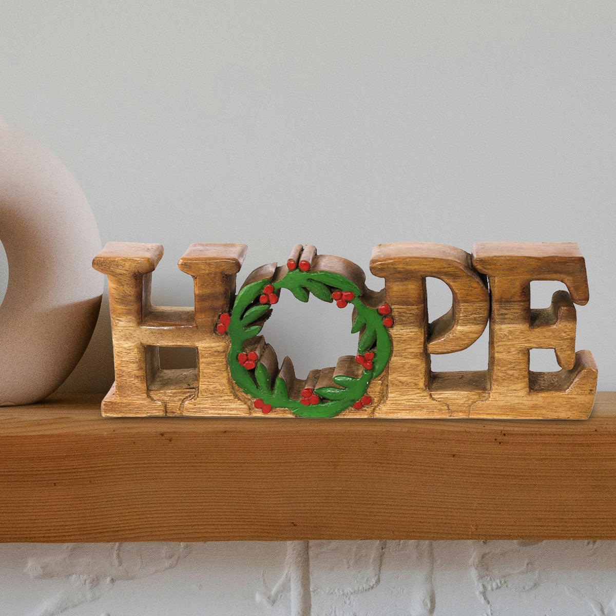 Endless Hope – Handmade Wooden Sculpture, Artistic Symbol of Faith and Light