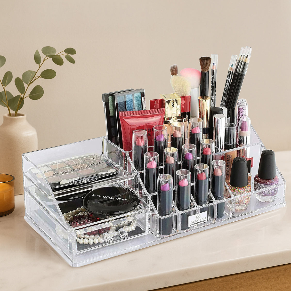 Clear Makeup Organizers - 19 Slots and 1 Drawer