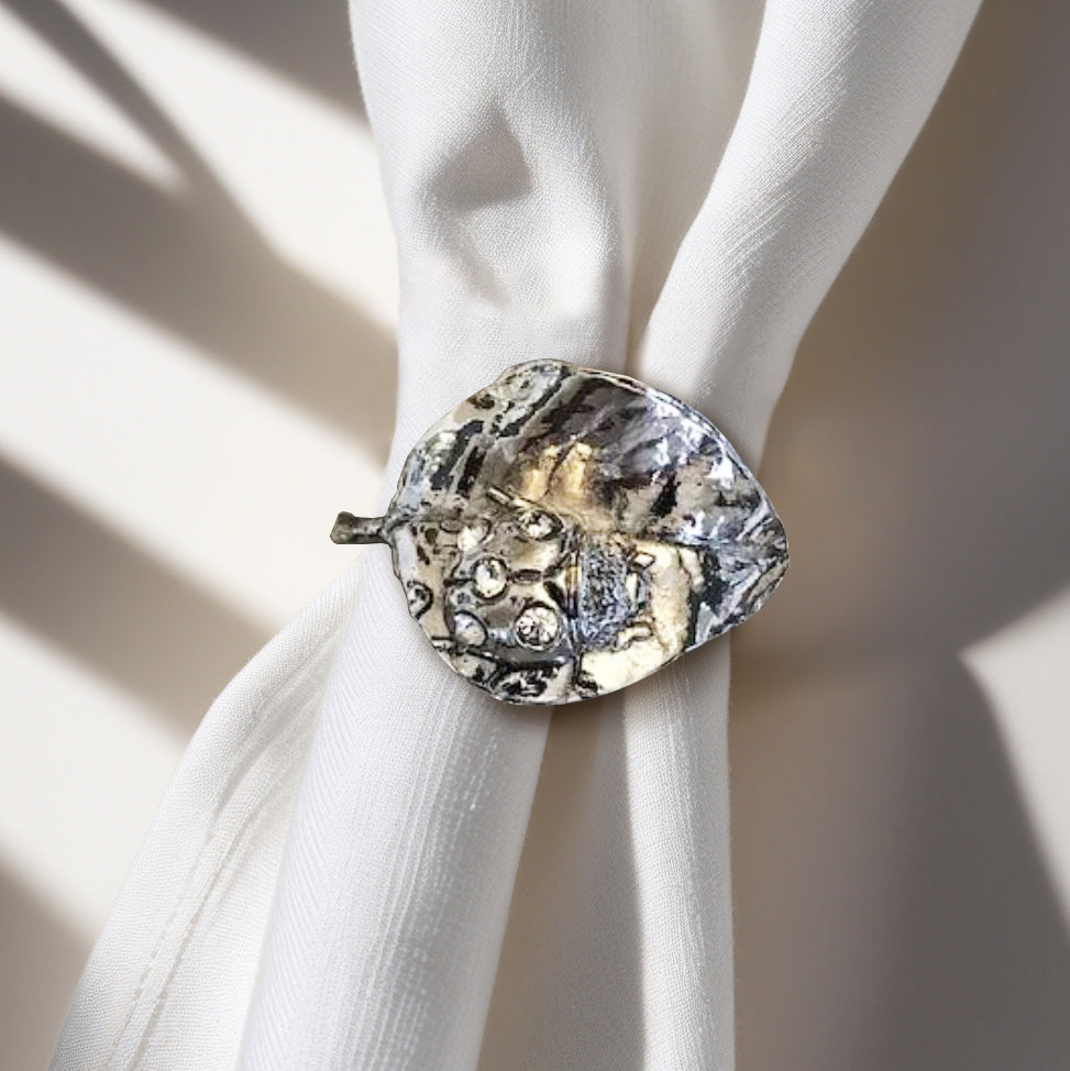 Napkin Rings in Silver Nickel Finish Ladybug Design - Set of 6