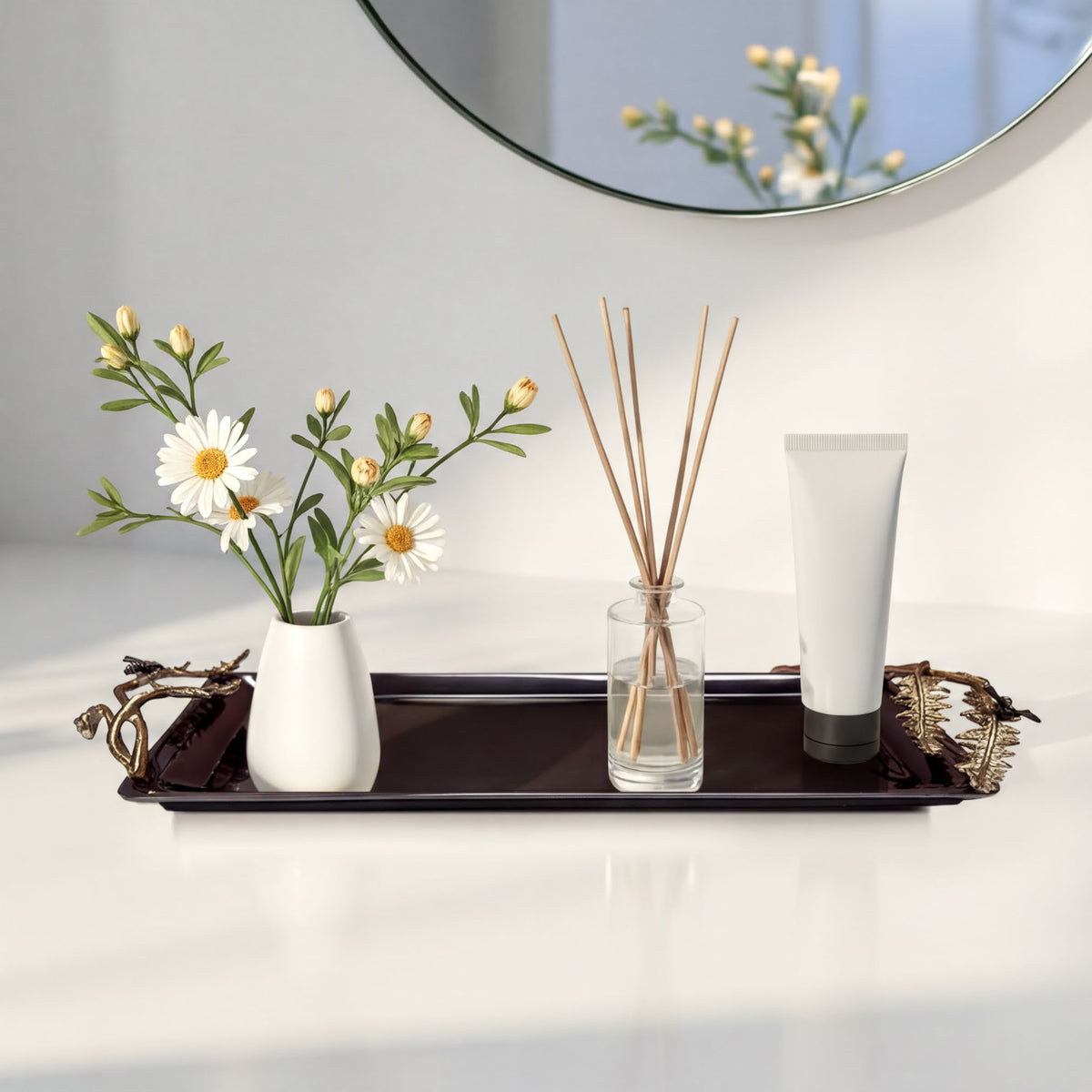 Elegant fern-themed vanity tray from The Fern Collection, ideal for bath décor and organization.