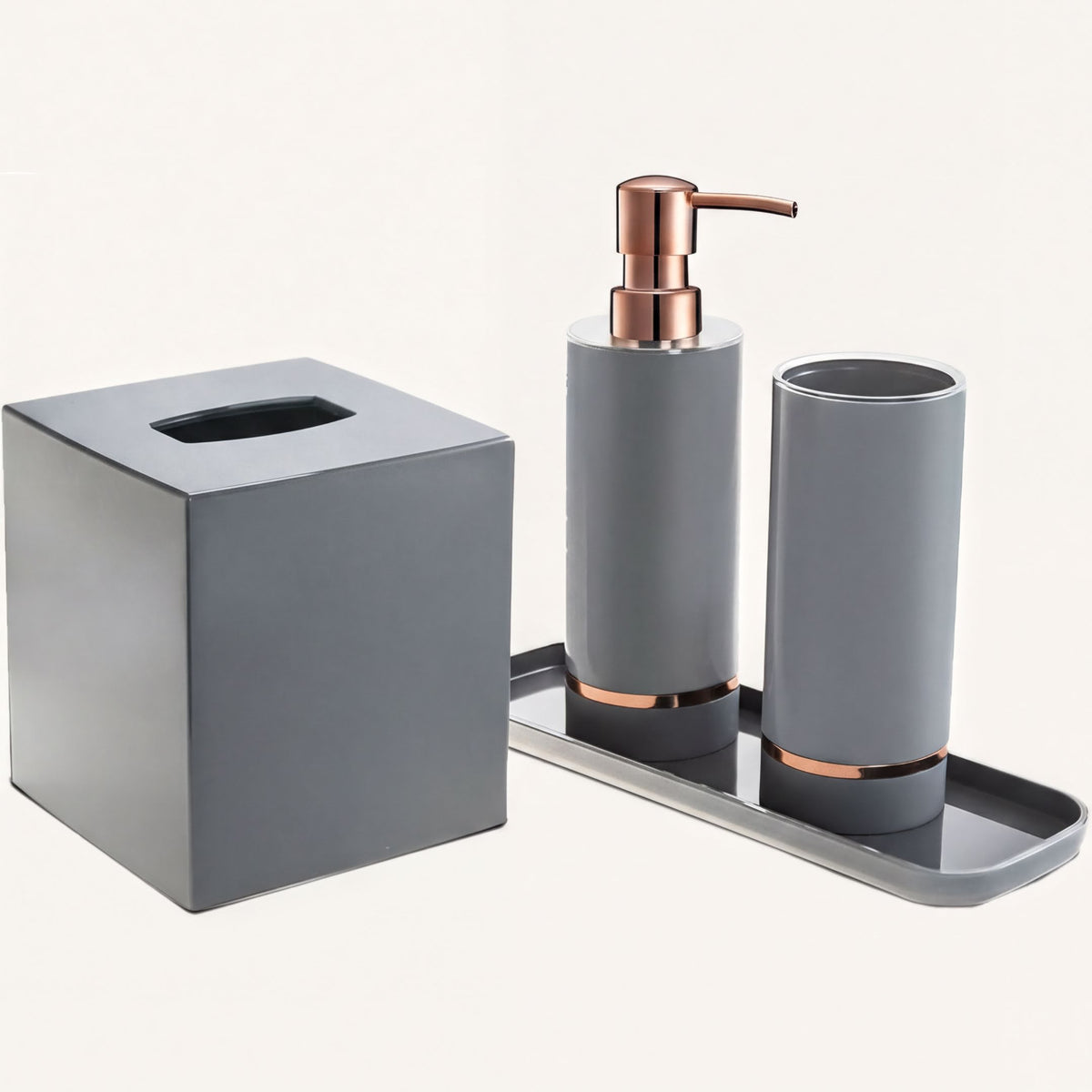 Elegant modern bathroom decor accessories set of 4 from The Elegant Haven Collection by B030GRY, featuring sleek bath accessories.