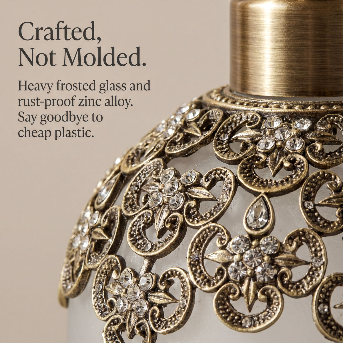LB 24533 Colette Charm modern decorative bathroom lotion dispenser with a handmade soap pump, stylish gift for mom.