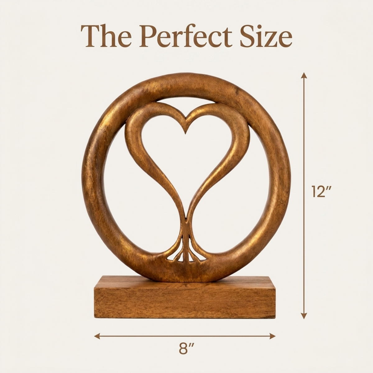 Solid Wood Heart Sculpture - Unique Gift from Daughter, Son, Husband, Mantel Decor - Gift for Mom