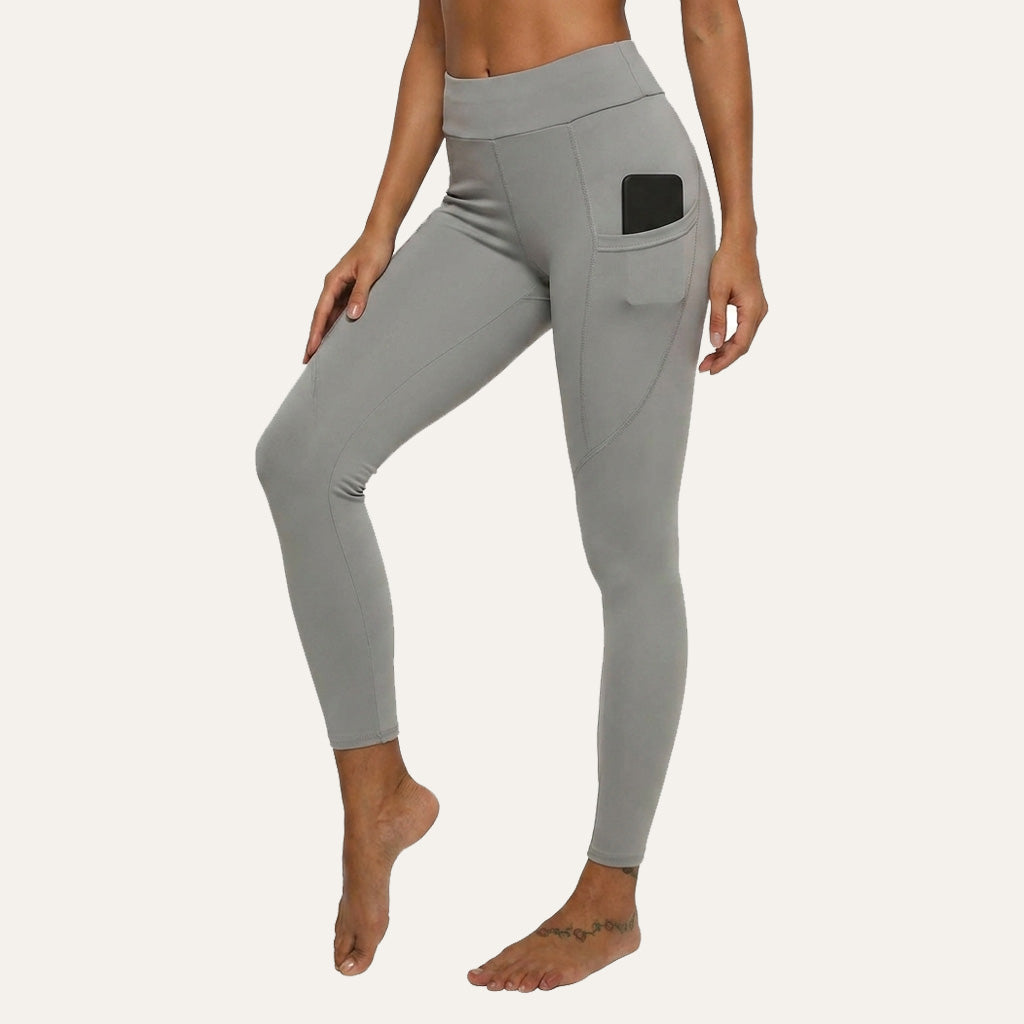 Yogazen Women's High-Waist Seamless Leggings with Side Pockets – Tummy-Control Tights