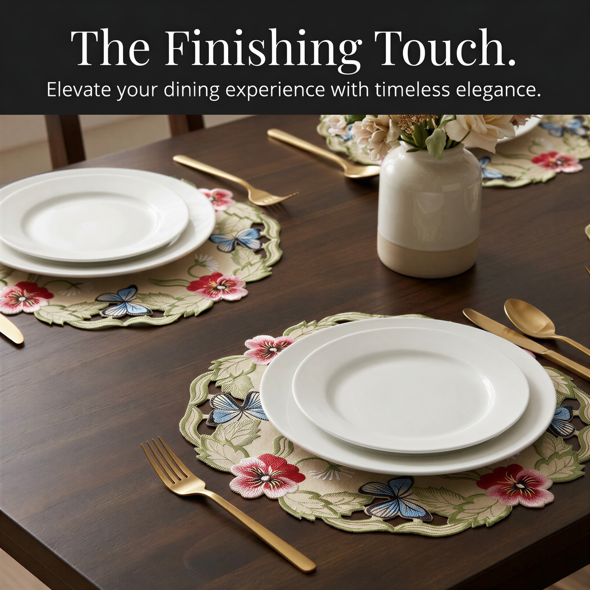 Beige Sandy Dune table doilies from Maliana Collection, 15-inch elegant dining décor, crafted by RIZ-007-DL brand.