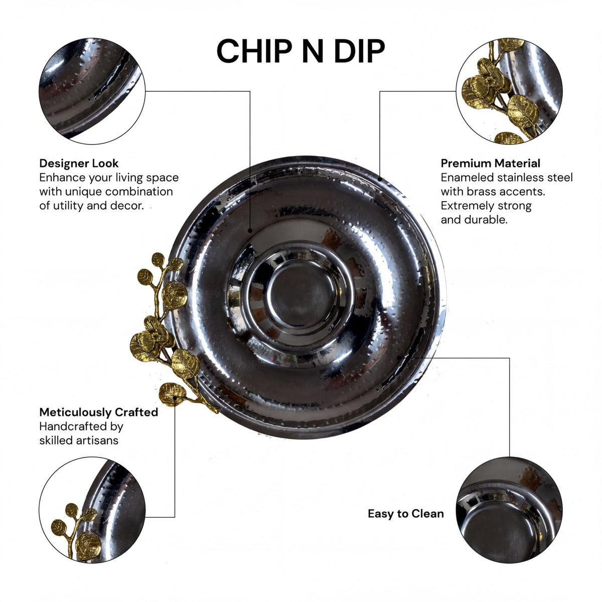Decorative chip and dip snack platter by 23202RLF, perfect for kitchen decor and serving snacks at gatherings.