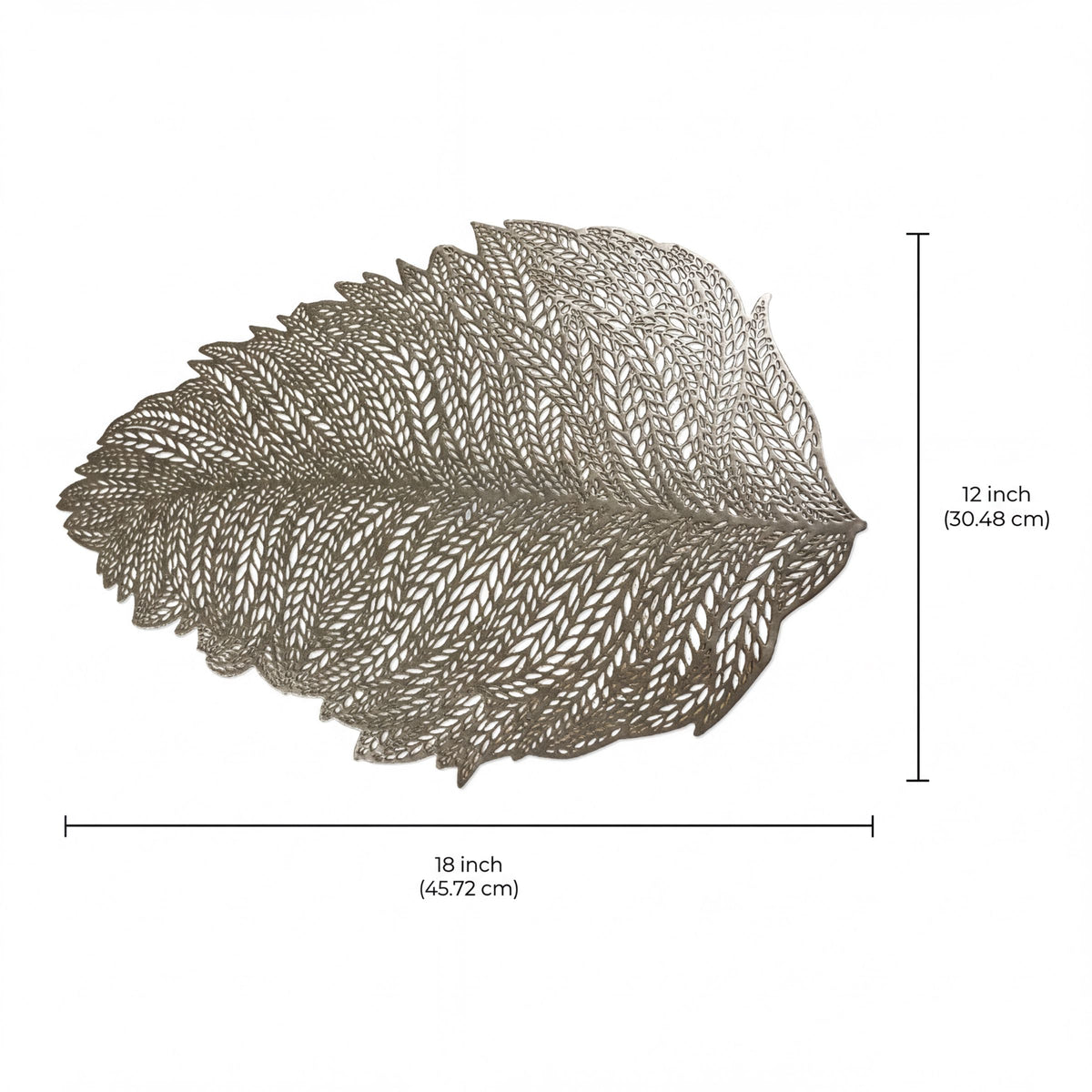 Set of six leaf-shaped vinyl placemats with cut-out design, ideal for enhancing table decor and protection.