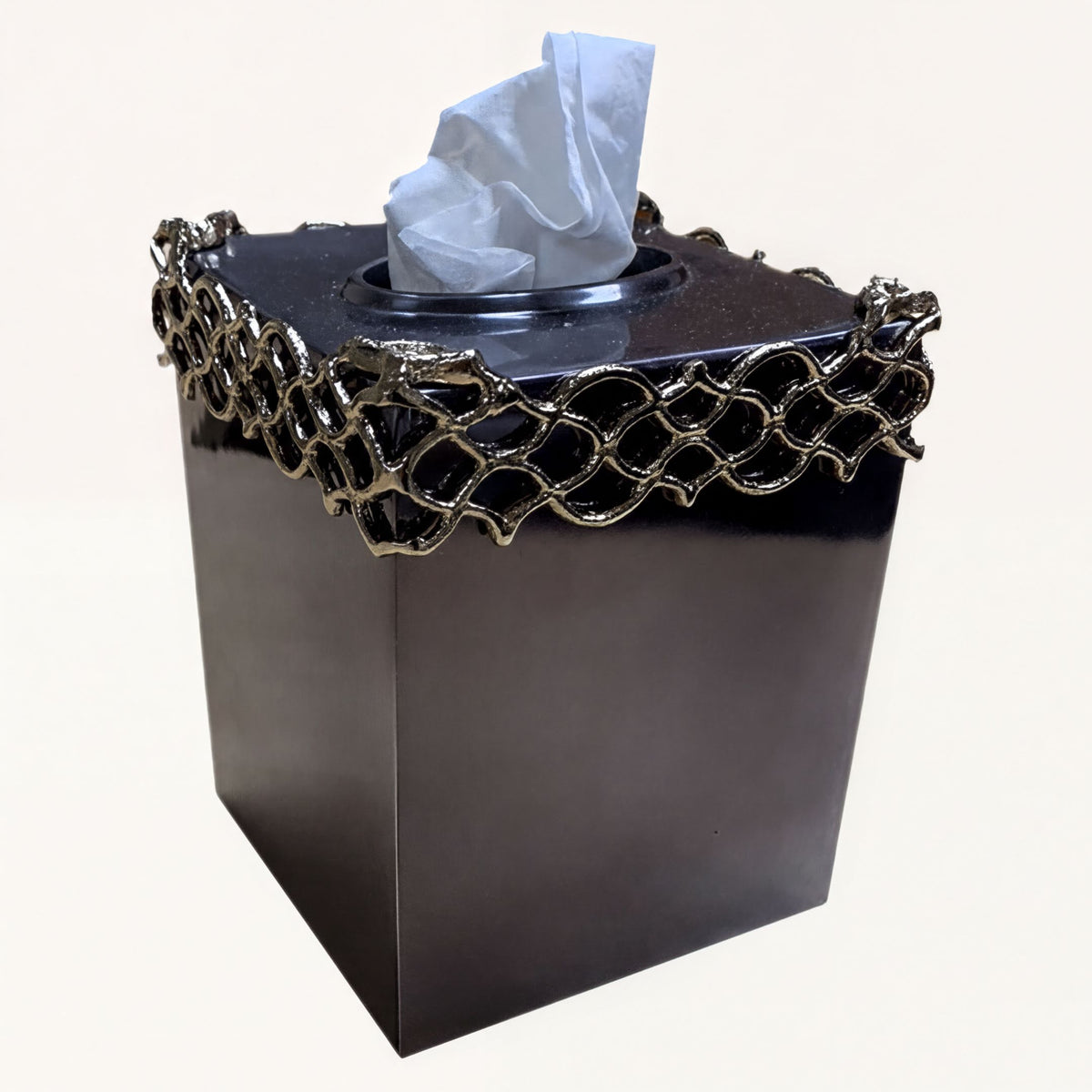 Elegant Haven modern decorative bathroom tissue box cover, handmade bath décor accent with stylish design.