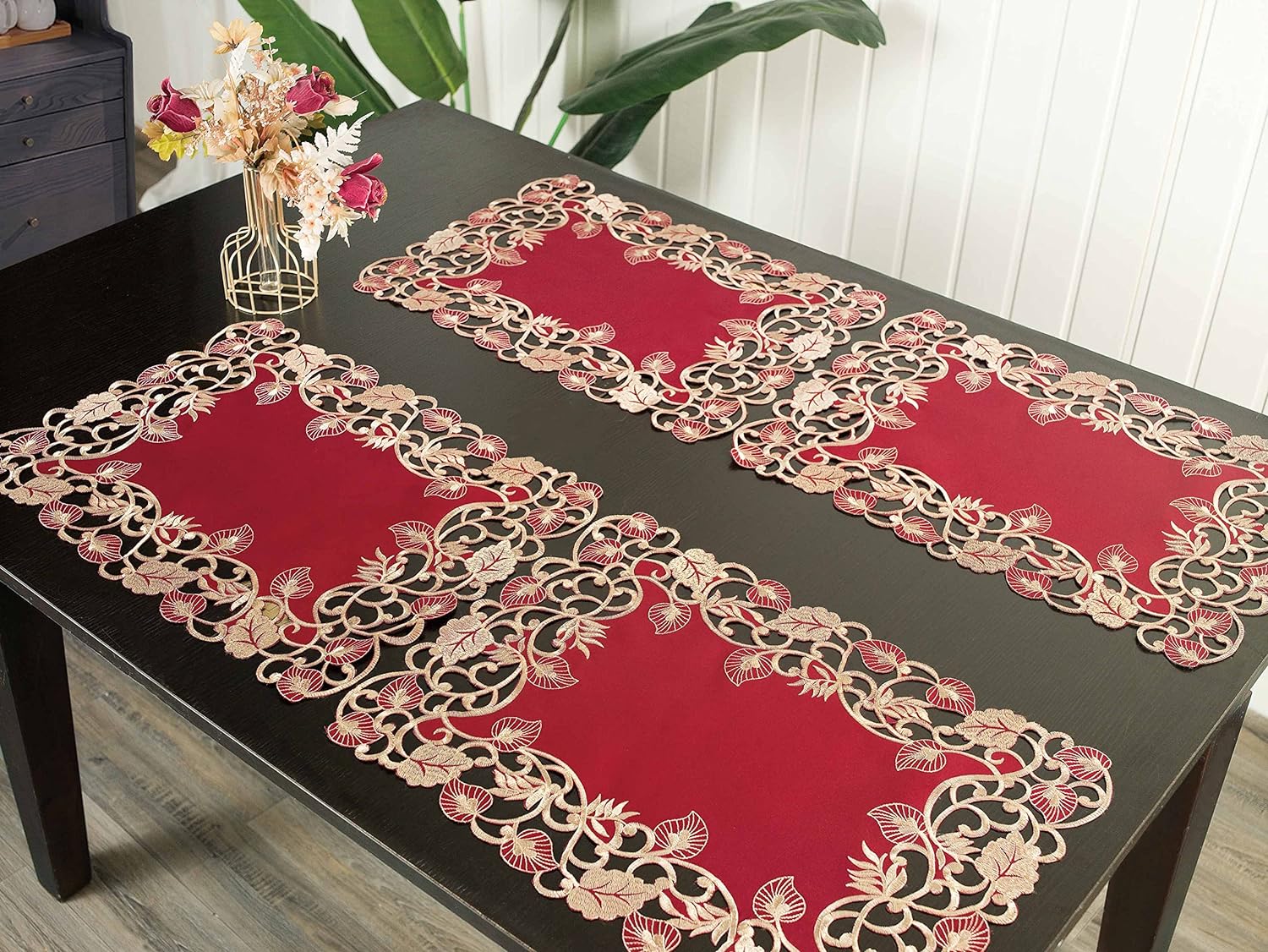 Burgundy Gold Table Placemats - Tarantino Collection