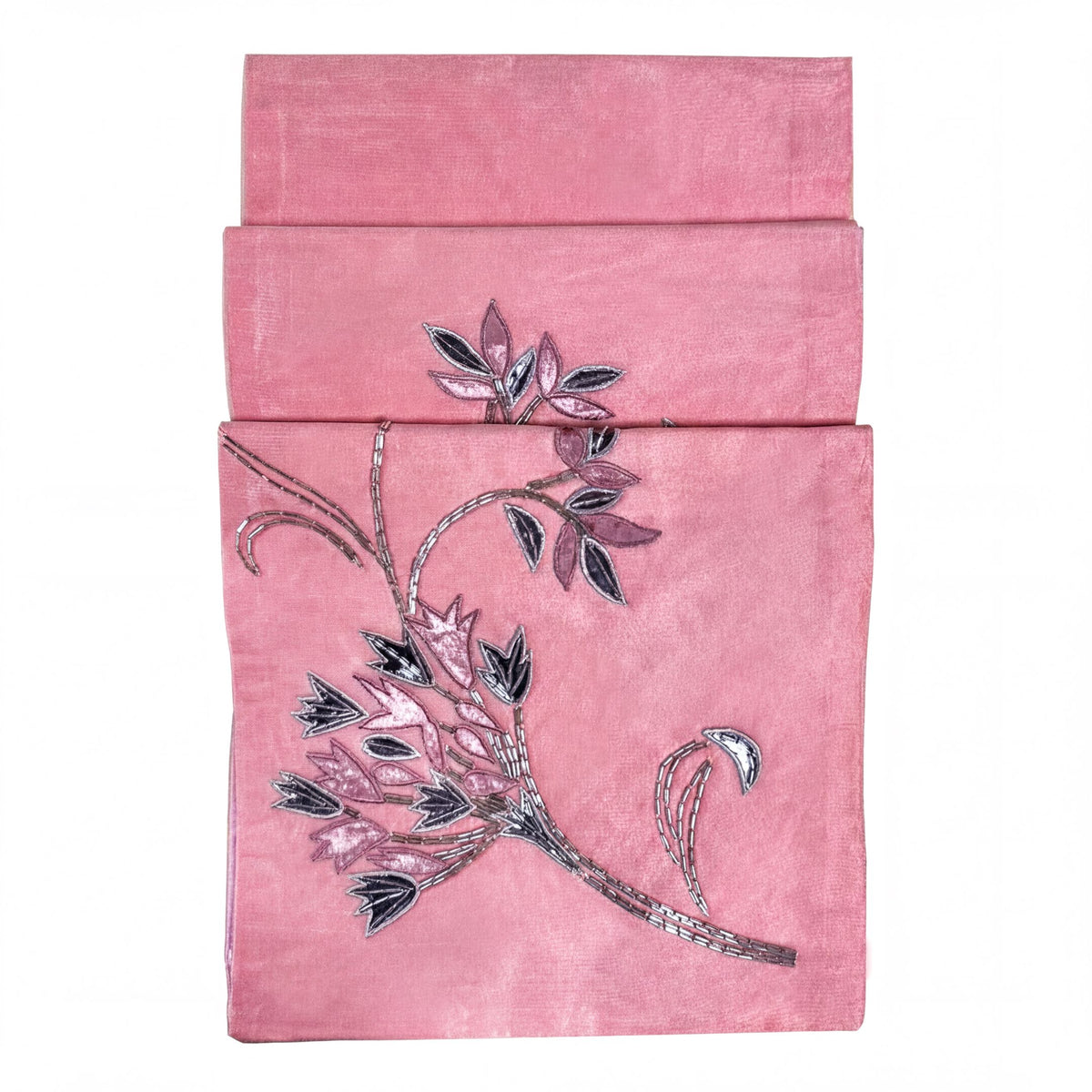 Embroidered decorative table runner by CU6409-RNR, featuring intricate needlework and elegant design for dining or decor.