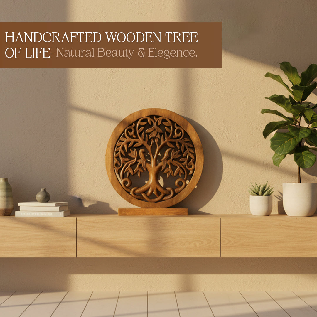 Large handmade Maple Grove Tree of Life wooden sculpture by PAT055, rustic farmhouse décor, detailed carved wooden art piece.