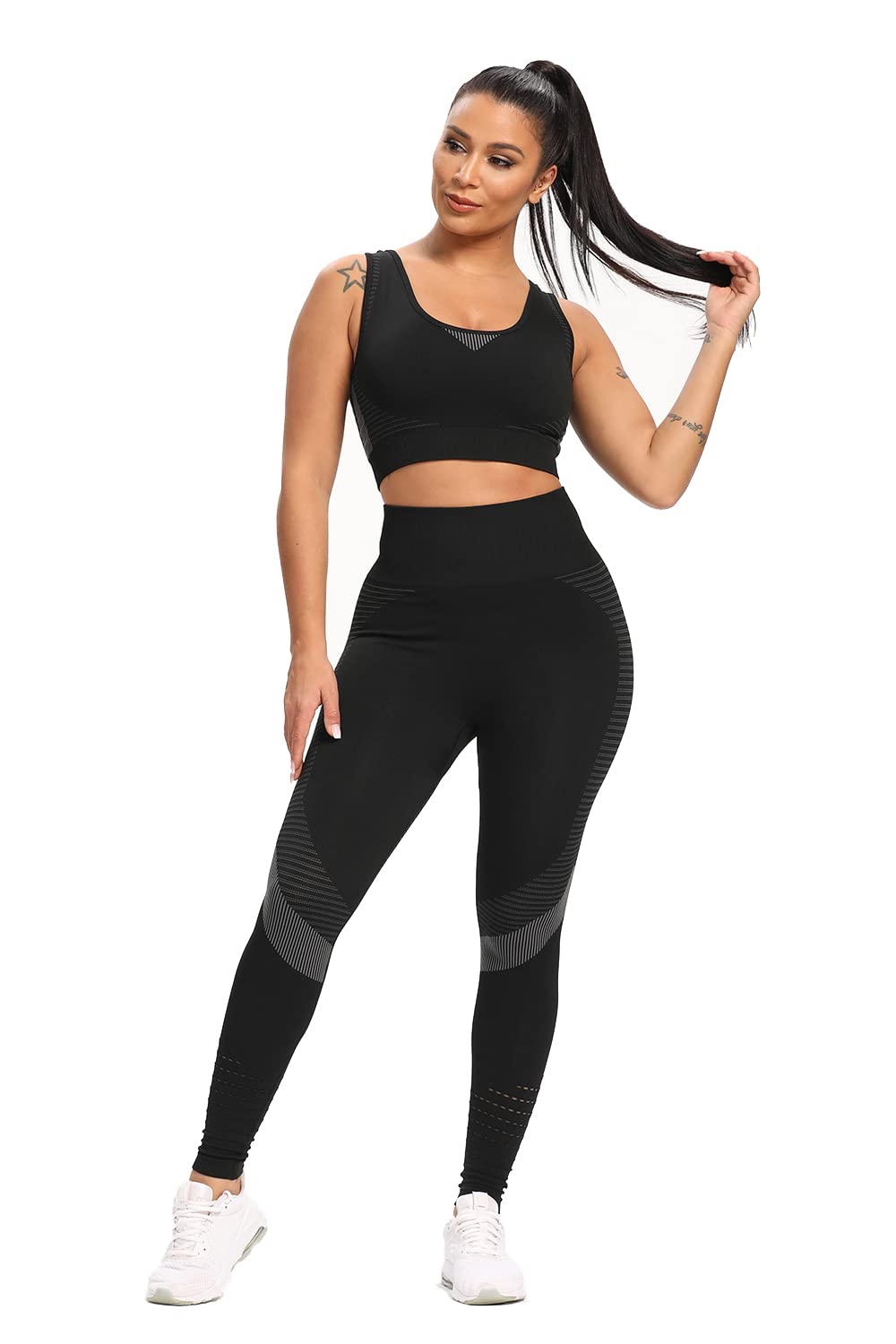 Decozen 2-Piece Crop Tank Workout Set - Black