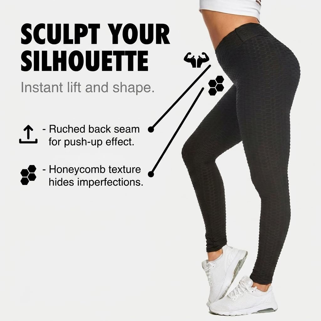 Yogazen Women's High-Waist Scrunch Booty Leggings – Black