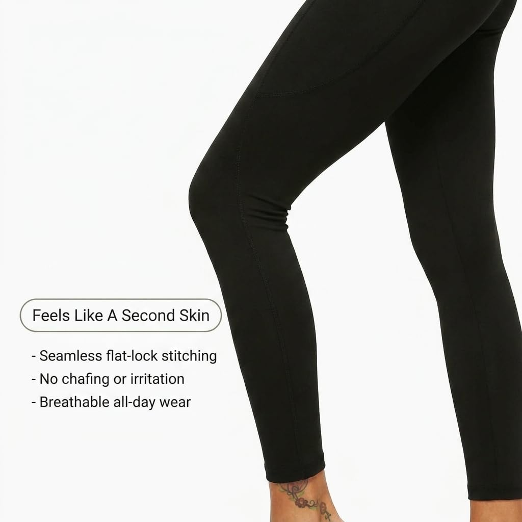 Yogazen Seamless Leggings with Pockets - Black