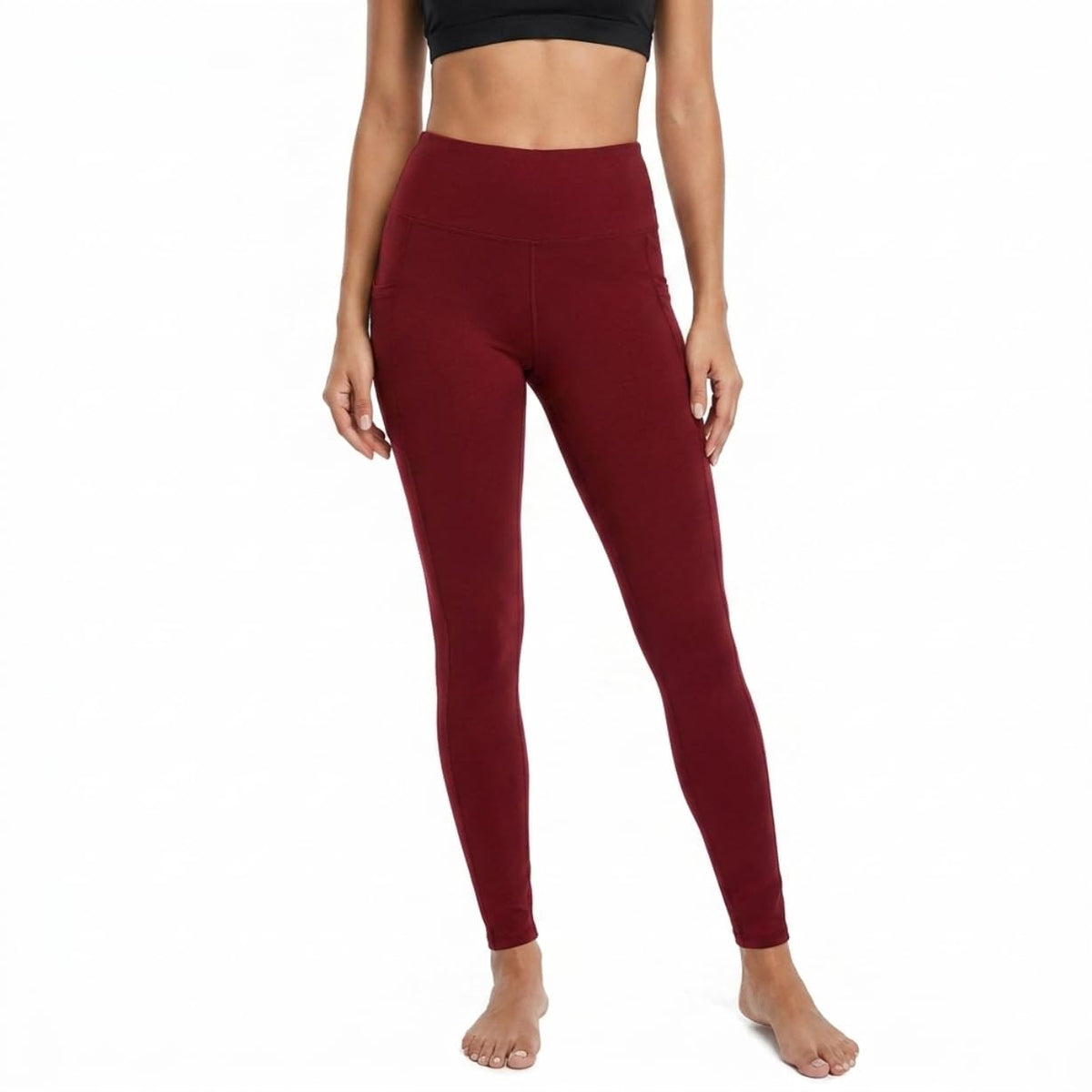 Yogazen Seamless Leggings with Pockets - Maroon