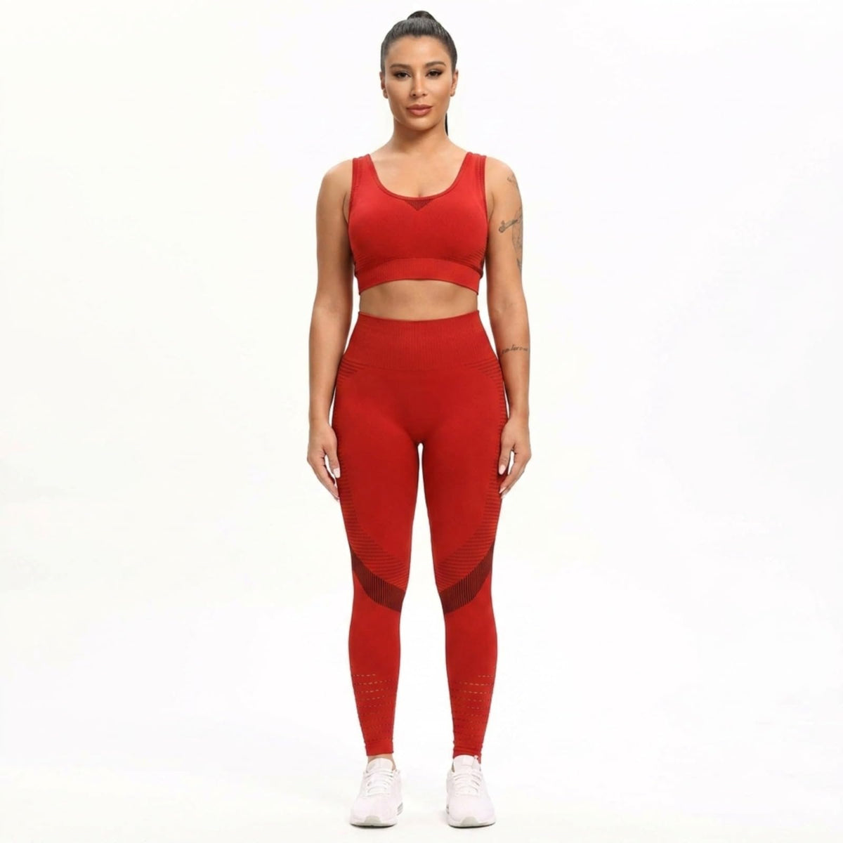 Decozen 2-Piece Crop Tank Workout Set - Red