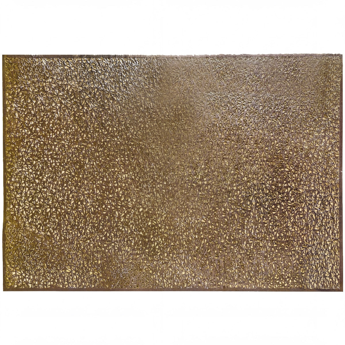 Set of six gold PVC cut-out placemats with intricate design, ideal for protecting surfaces during meals.