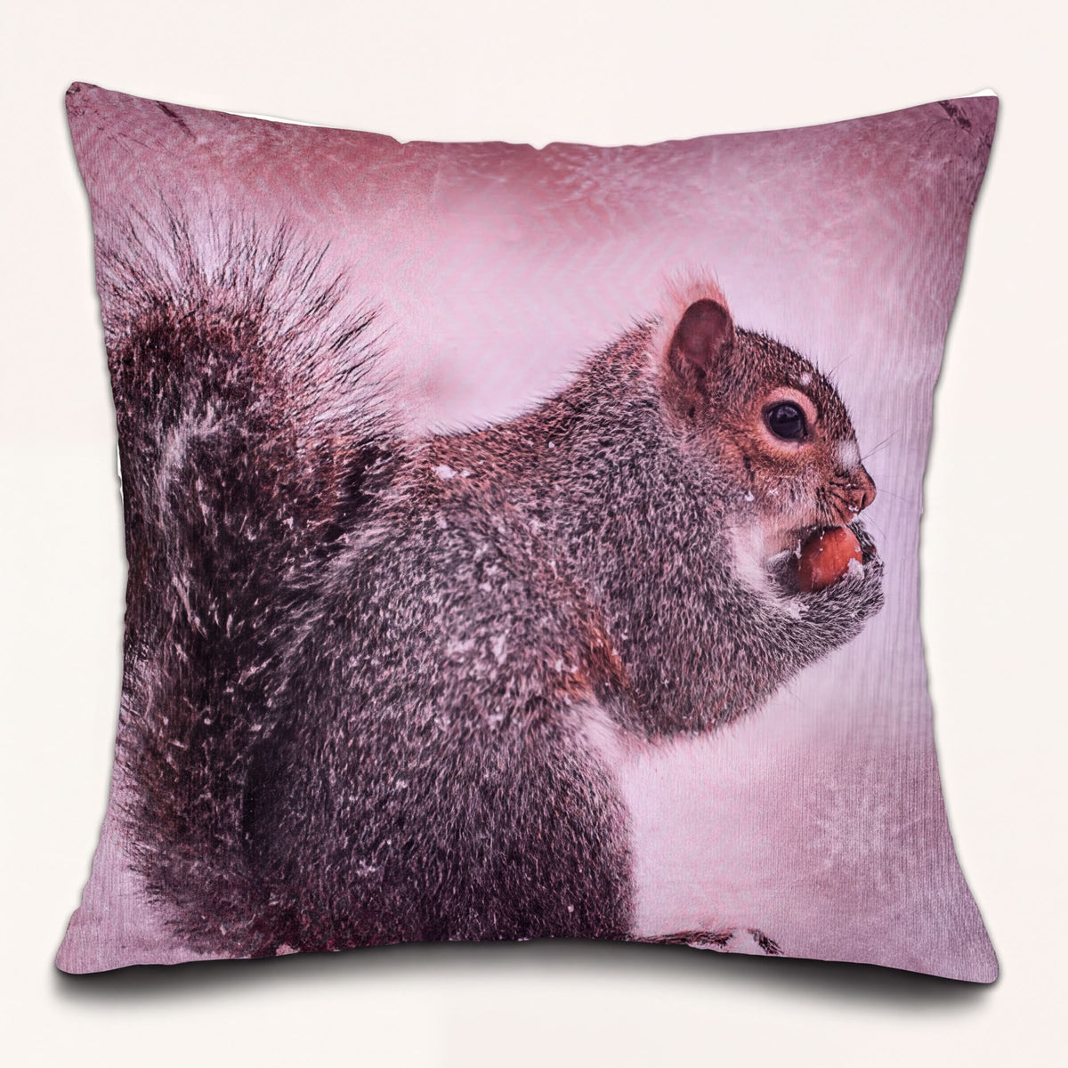 Set of 2 and 4 squirrel-printed throw pillow covers by WINTER 6-4, 18x18 inches, featuring charming woodland squirrel designs.