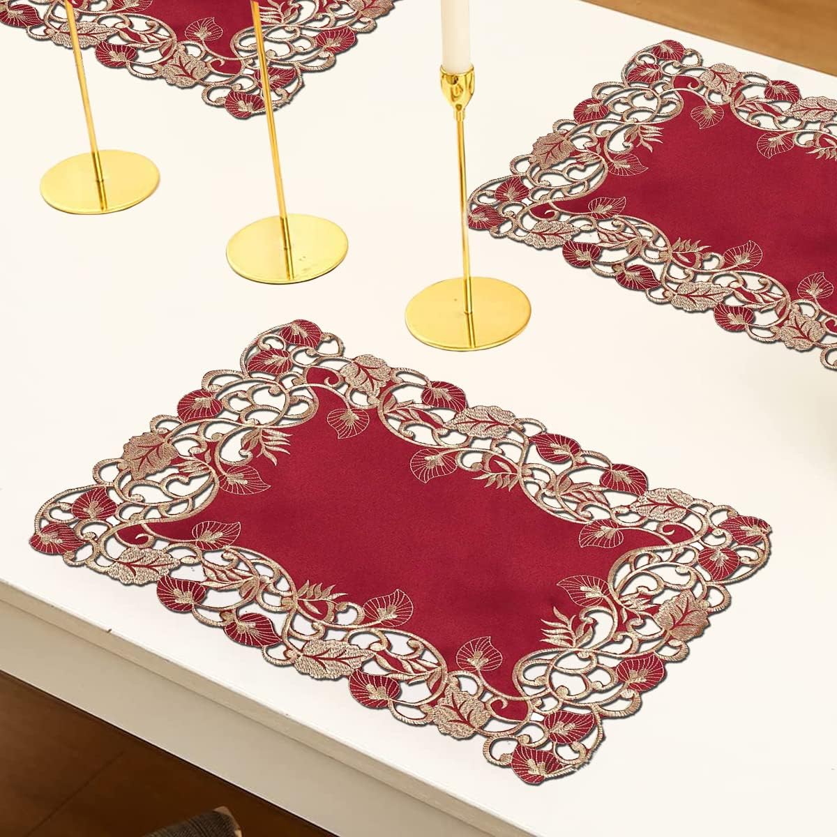 Burgundy Gold Table Placemats - Tarantino Collection