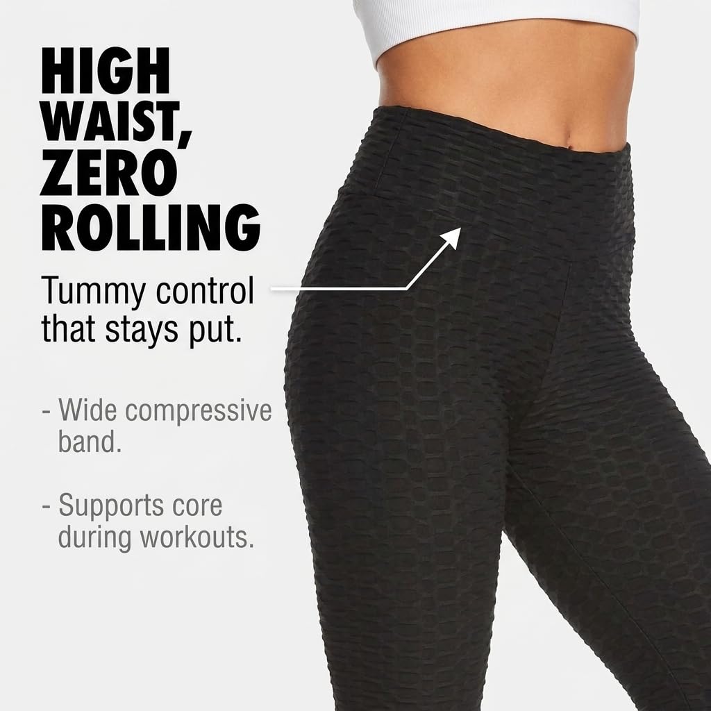 Yogazen Women's High-Waist Scrunch Booty Leggings – Black