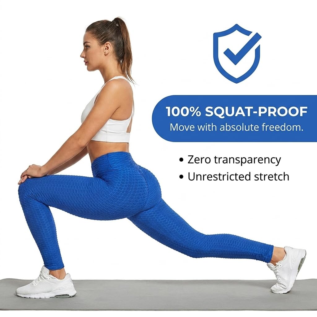 Yogazen Women's High-Waist Scrunch Booty Leggings – Blue