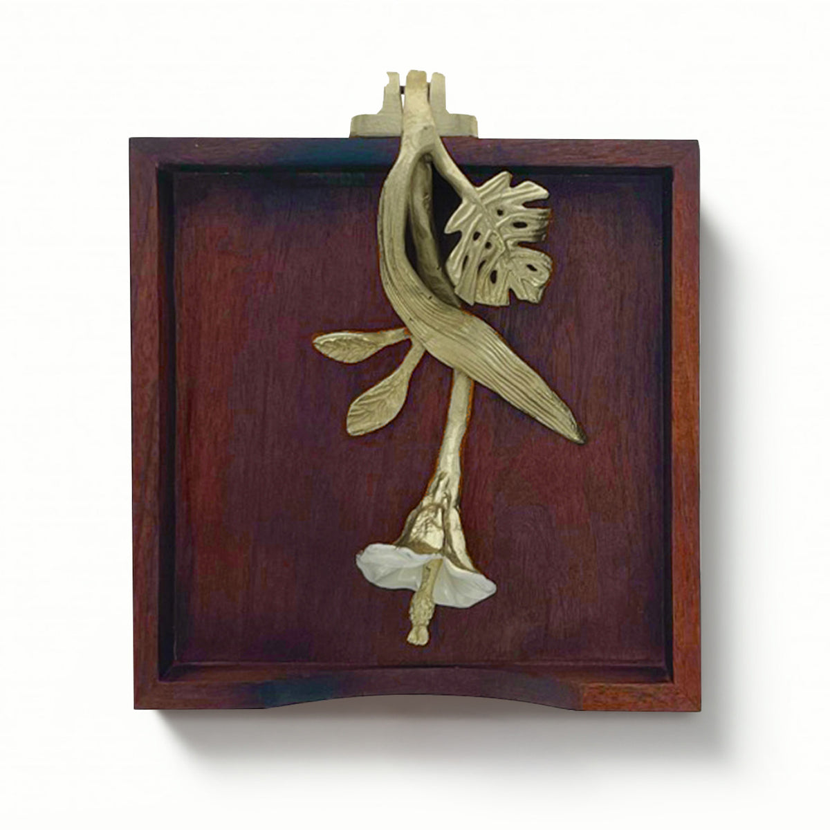 Solid wood napkin holder with gold finish ornament, stylish napkin dispenser from 620070 for elegant table setting.