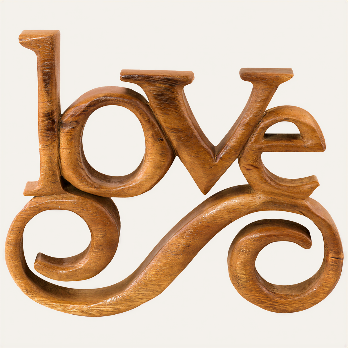 Hand-carved wooden sculpture titled Forever Bloom, a handmade decorative wooden décor piece for home art by LAY015.