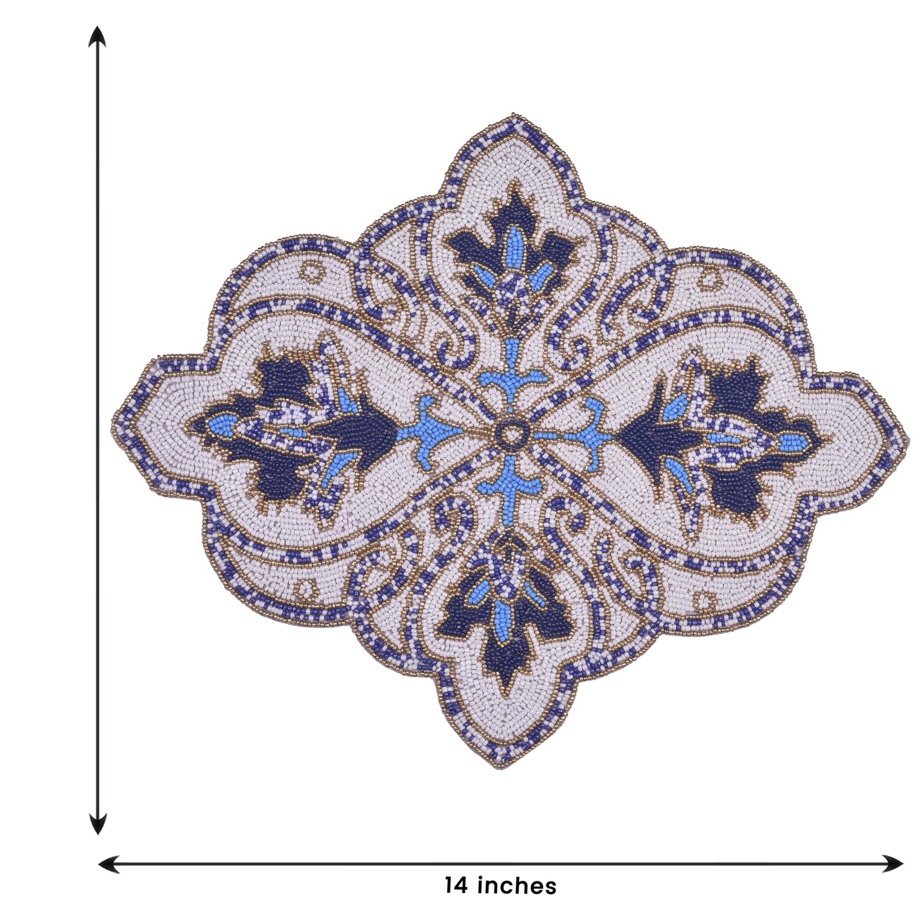 Beaded Placemats Heat-Resistant Table Mats in Blue White