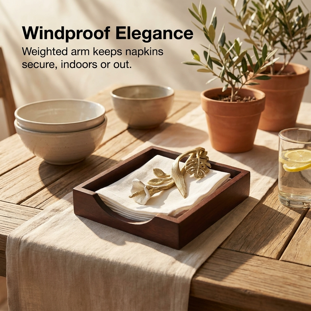 Wooden Napkin Holder – Gold Finish Ornament