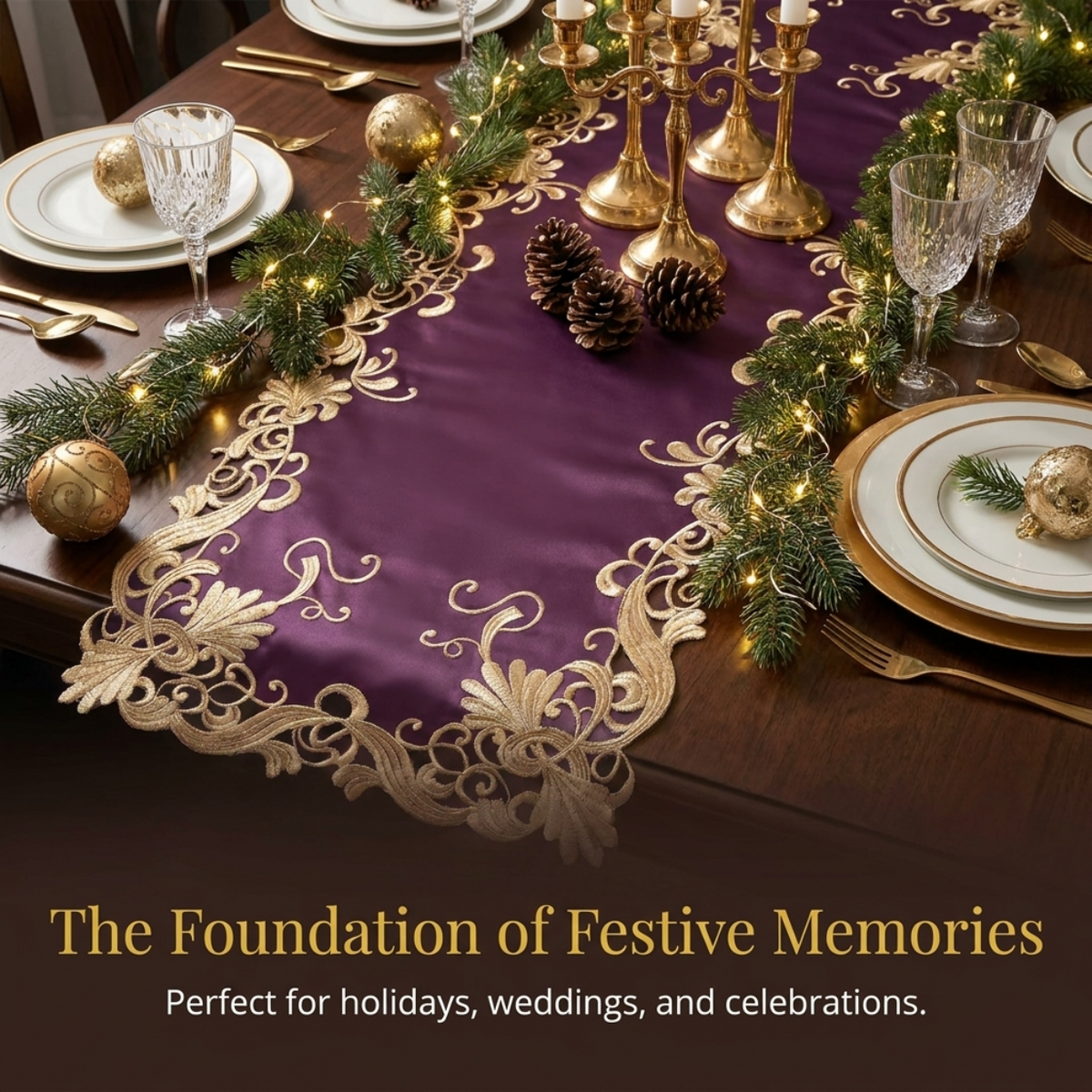 Purple Table Runner – Petal Amethyst, 14x108 Inch