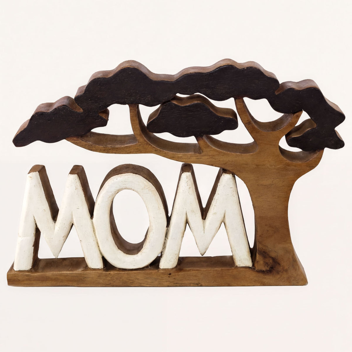 Handmade wooden sculpture titled Graceful Mom by LAY024, featuring a heartfelt decorative wooden décor for Mother's Day.