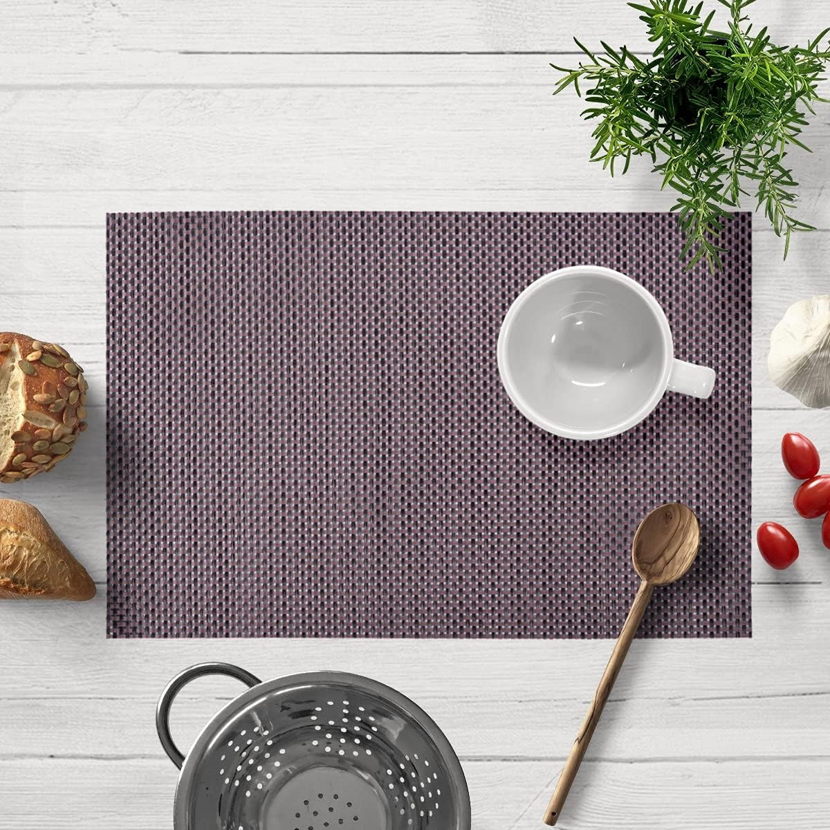 Decozen Placemats - Table Protector for Kitchen Decor Scratch Heat Resistant Placemats Washable Wipeable Indoor Outdoor Home Decor Table Place Mats Vinyl PVC 18x12 Inches - Brown