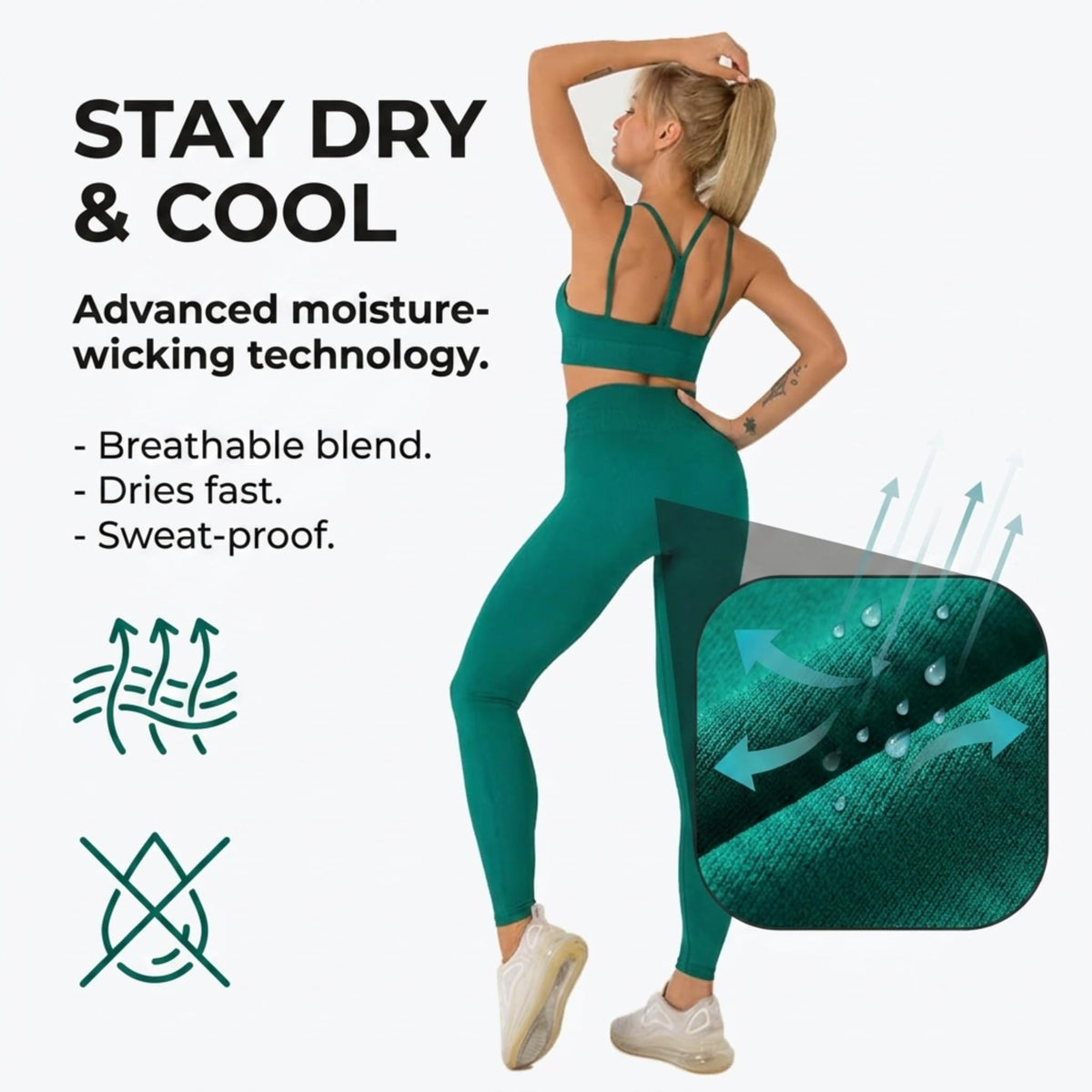 Yogazen Women's Seamless 2-Piece Workout Set – Green