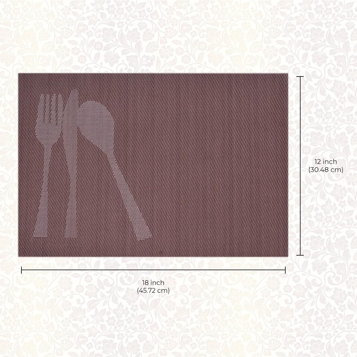 Decozen Placemats - Table Protector for Kitchen Decor Scratch Heat Resistant Placemats Washable Wipeable Indoor Outdoor Home Decor Table Place Mats Vinyl PVC 18x12 Inches - Brown