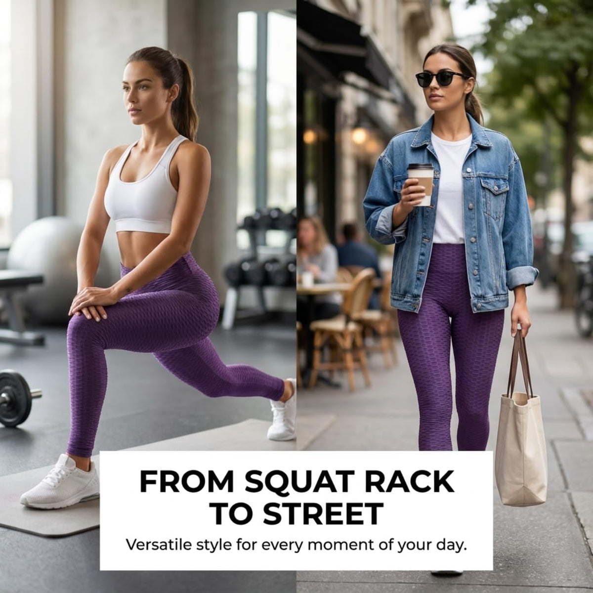 Yogazen Women's High-Waist Scrunch Booty Leggings – Purple