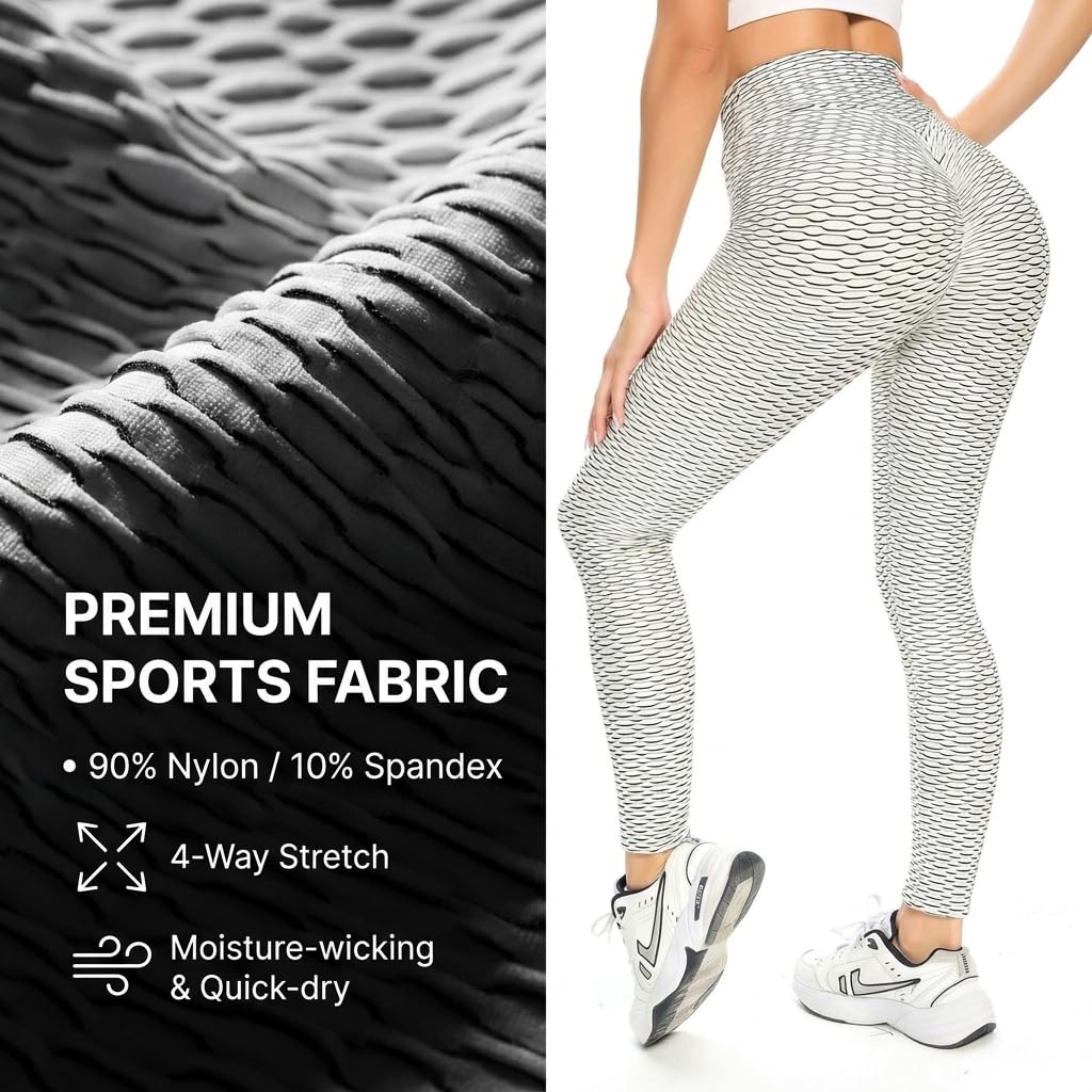 Yogazen Women's High-Waist Textured Scrunch Leggings – Gray