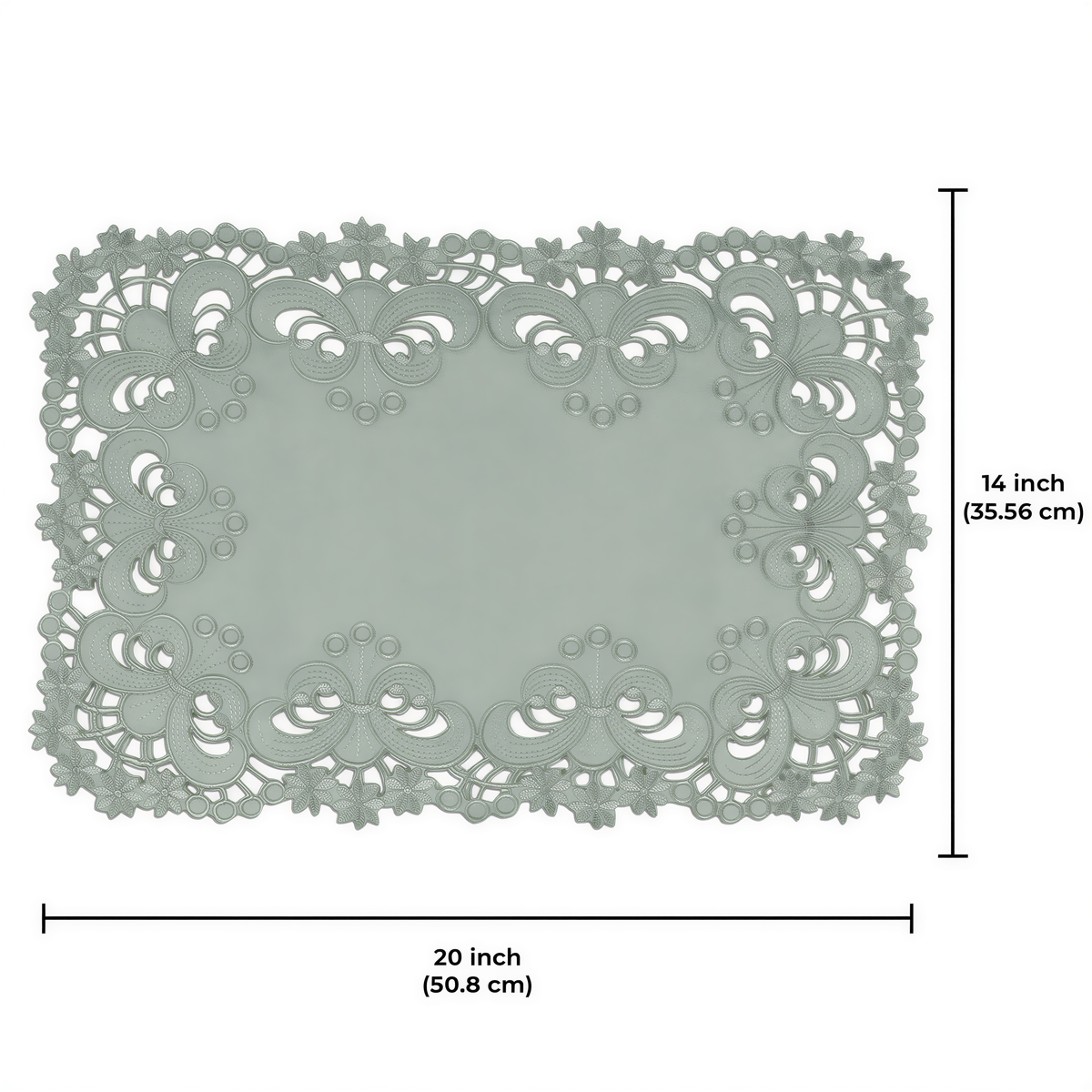 Set of six linen placemats from The Creola Collection featuring elegant European embroidery, by FL3412-PM.