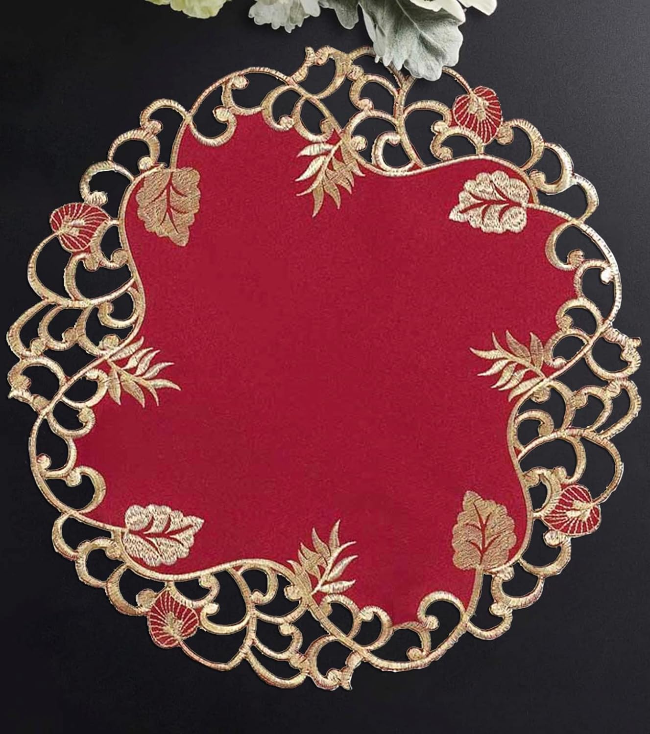 Burgundy Gold Table Doilies - Tarantino Collection