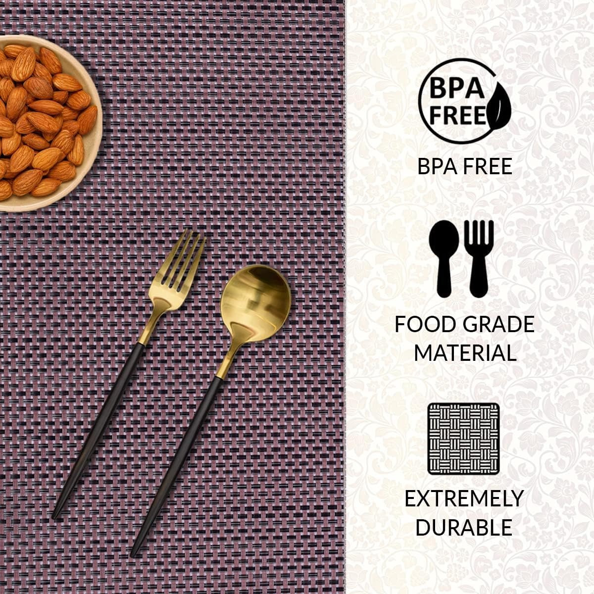 Decozen Placemats - Table Protector for Kitchen Decor Scratch Heat Resistant Placemats Washable Wipeable Indoor Outdoor Home Decor Table Place Mats Vinyl PVC 18x12 Inches - Brown