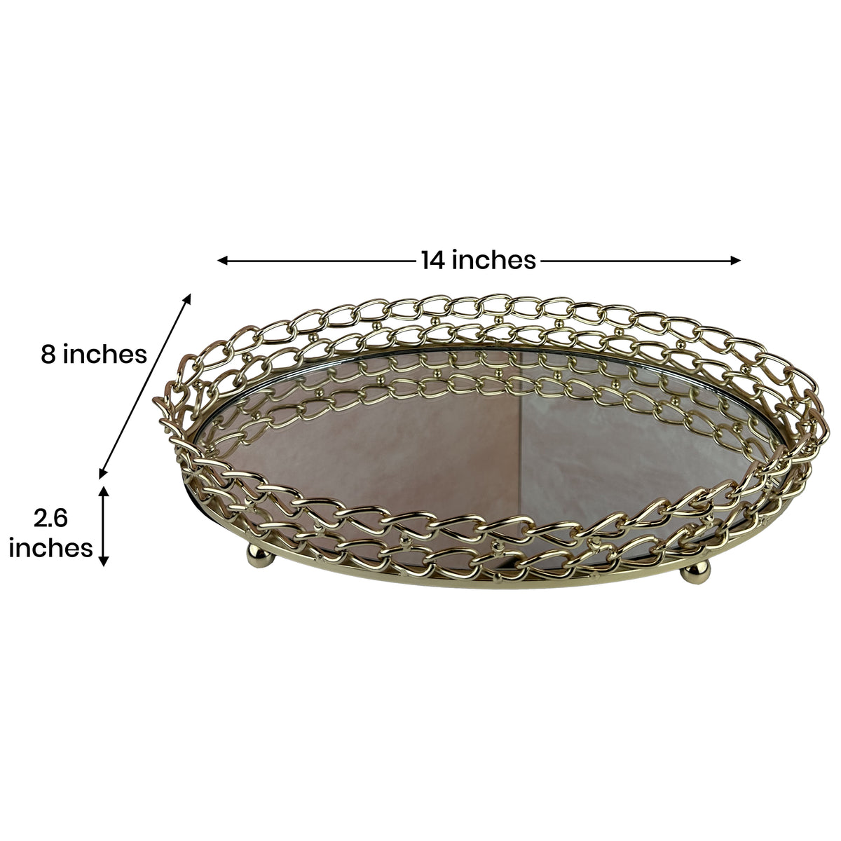 Clear glass serving tray with dual link chain design, ideal for kitchen décor and entertaining, by brand 847S170109.