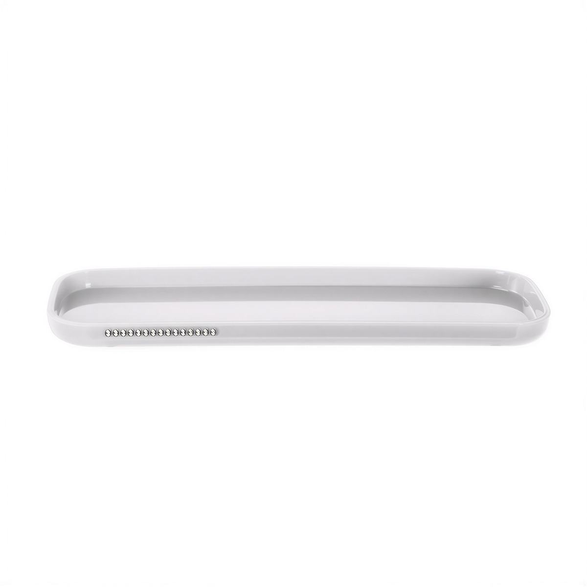 Crystal White bathroom accessories set of 4 by B031CWH, including soap dispenser, toothbrush holder, tumbler, and tissue box.