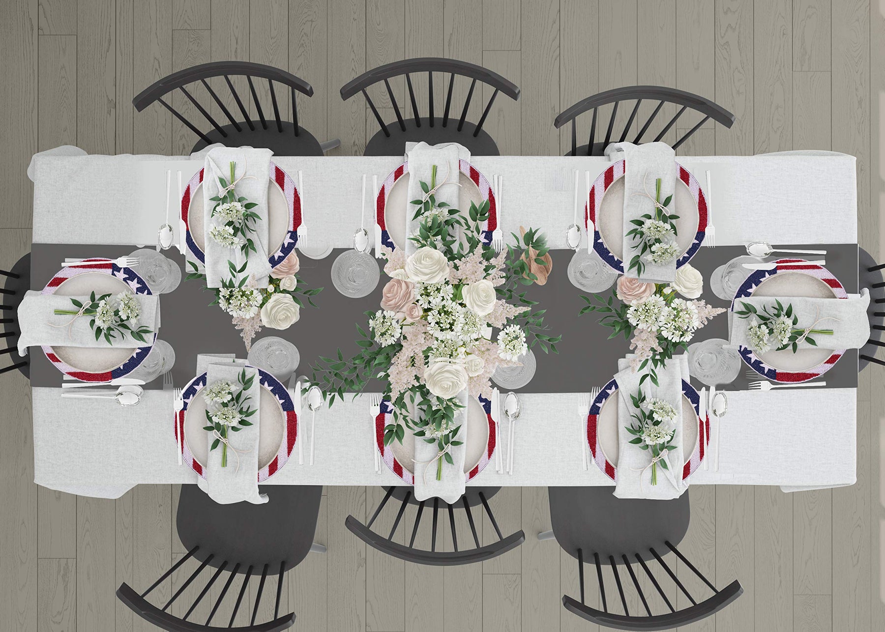 USA Patriotic Flag Round Beaded Placemats