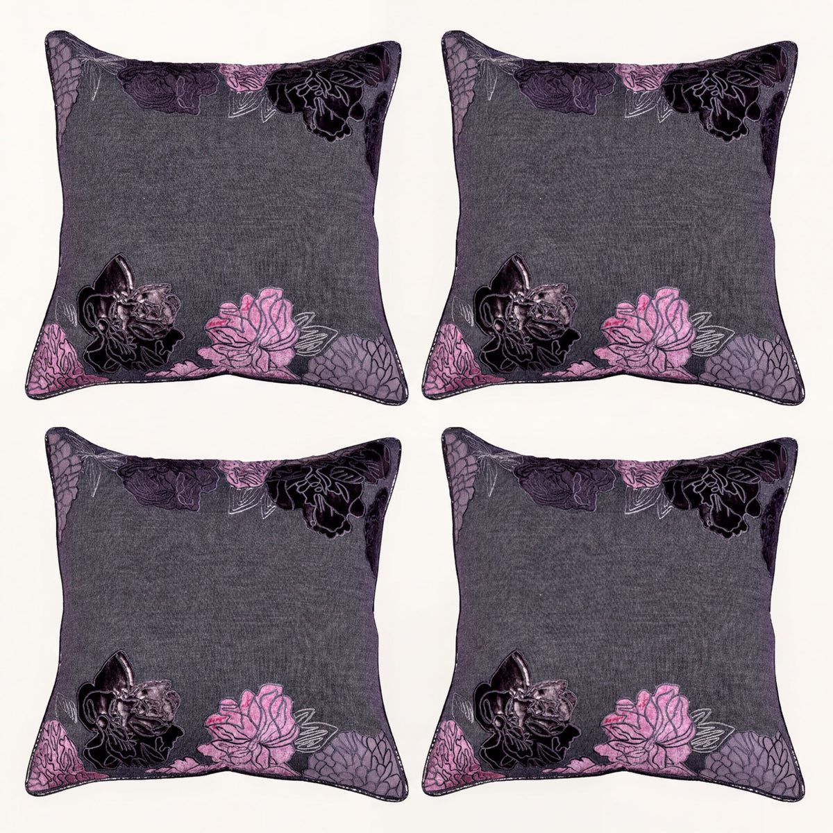 Set of 2 or 4 gray throw pillow covers, 18x18 inches, made by CU6303-45-4, featuring soft fabric and stylish design.