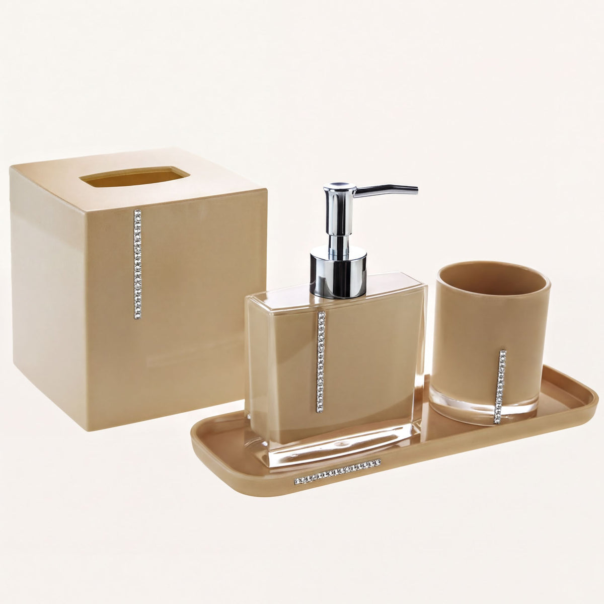 Elegant modern bathroom décor accessories set of 4 from The Mcclary Collection, featuring stylish bath accessories by B031CBG.