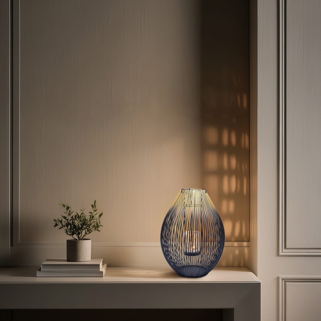 Black and Gold Candle Holder Lantern