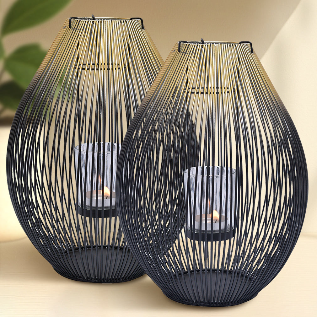 Black and Gold Candle Holder Lantern