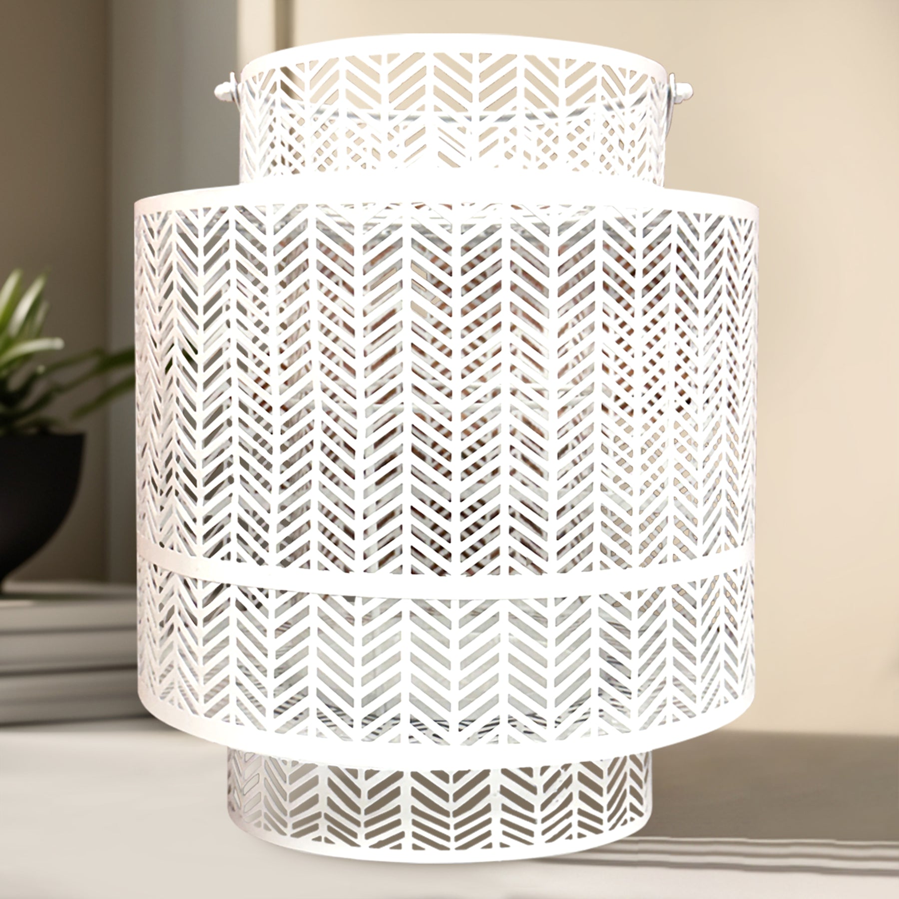 White Hanging Candle Holder Lantern